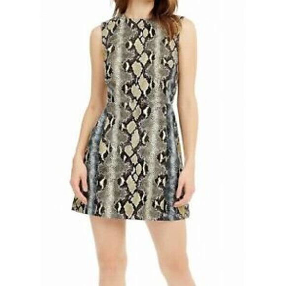 French Connection Snake print Sleeveless Shift Mini Dress Size 0 - Picture 2 of 9